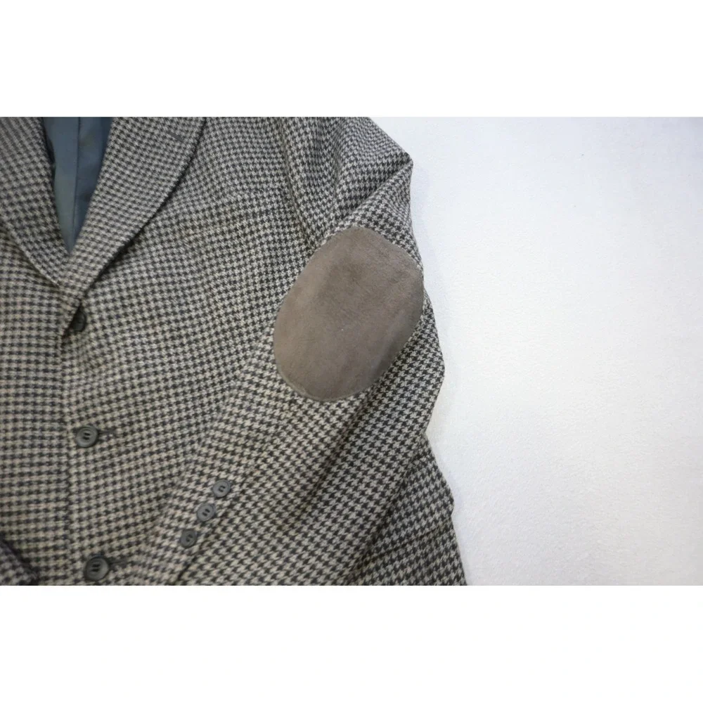 VTG Stafford Houndstooth Blazer Mens 48R‎ Elbow Patches 3-Button Excellent